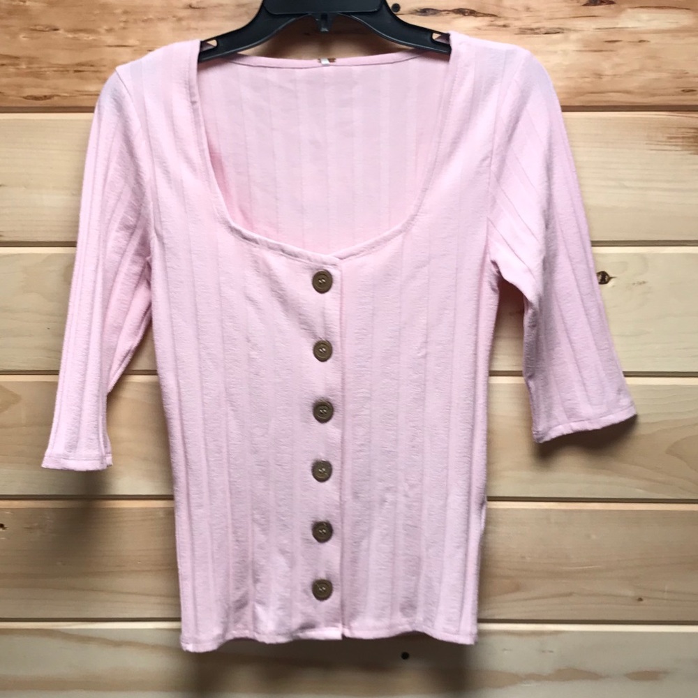 3 for $50 Free People Central Park Cardi in Pink - Picture 5 of 6
